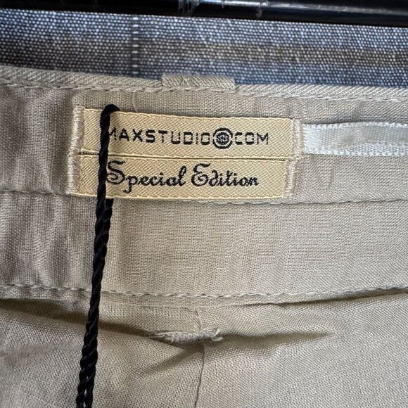 Vintage Y2k Max Studio Tan Cotton Low Rise Wide Leg Tie Hem Cargo Capri Pants - Picture 11 of 17